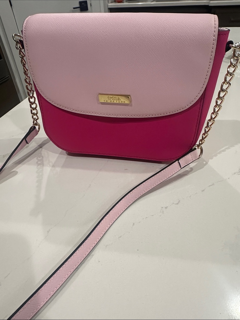 trina by Trina Turk Two Tone Pink Color Block Crossbody Purse Bag